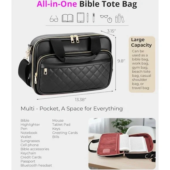 Leather Bible Cover Case with Ribbon Bookmark - Picture 7 of 11